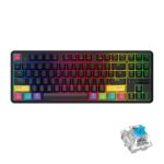 Teclado Mecánico Ajazz K870T 87 Teclas Hot Swap Bluetooth y Cable Modo Dual RGB Retroiluminación Eje Verde (Negro)