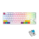 Teclado Mecánico Ajazz K870T 87 Teclas Hot Swap Bluetooth y Cable Modo Dual RGB Retroiluminación Eje Verde (Blanco)