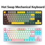 Teclado Mecánico Ajazz K870T Pro 87 Teclas Tres Modos Inalámbrico Bluetooth Cable RGB Eje Rojo (Blanco) - Imagen 2