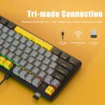 Teclado Mecánico Ajazz K870T Pro 87 Teclas Tres Modos Inalámbrico Bluetooth Cable RGB Eje Rojo (Blanco) - Imagen 3