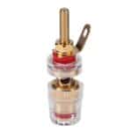 Bloque de Terminales Transparente Extendido Mediano Poste Unión Amplificador Audio Conector Banana 4 mm (Rojo)