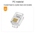 1000 Unidades Puntas Chapadas en Oro 4P4C Cabezas de Cristal de Teléfono Conector de Cable de Auricular de 4 Núcleos - Imagen 2