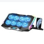 Radiador ajustable para computadora portátil con 8 ventiladores y luz ambiental RGB ICE COORE, K10 8-Fans