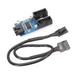 Cable de Extensión USB 2.0 de 9 Pines y 1 en 2 para Placa Base de 30 cm con Chip Compatible con Múltiples Interfaces para Uso Compartido