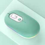 Ratón Inalámbrico Silencioso Recargable Iluminado 2,4G Bluetooth (Verde)