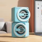 Mini Altavoces con Cable para Computadora de Escritorio K1 Altavoz Subwoofer USB (Azul Claro) Edición Estándar
