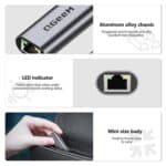 LAN Converter Gigabit Ethernet Adapter for Laptop, PC, Smartphone, Plug & Play Cable Length 15cm, QGeeM  USB-C/Type-C To RJ45 - Imagen 4