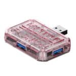 3 In 1 USB HUB Multi Port Hub Computer Converter, BX3A Pink