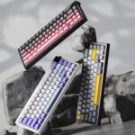 Ajazz AK650 Tri-mode Wireless Mechanical Keyboard With Screen Knob RGB Light, Dream Switch Black Gray Yellow - Imagen 2