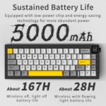 Ajazz AK650 Tri-mode Wireless Mechanical Keyboard With Screen Knob RGB Light, Dream Switch Black Gray Yellow - Imagen 4