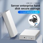 Blueendless U35KS SAS/SATA Mobile Hard Disk Enclosure 2.5/3.5 inch Desktop Laptop Full Metal SSD Enclosure, EU Plug - Imagen 2