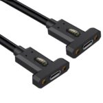 Cable de extensión de panel fijo con conector hembra USB4 tipo C a conector hembra tipo C con tornillo, 0.3m