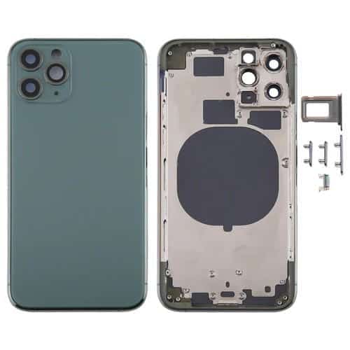 Carcasa Trasera para Apple iPhone 11 Pro Max con Bandeja Tarjeta SIM, Teclas Laterales y Lente de Cámara (Verde)