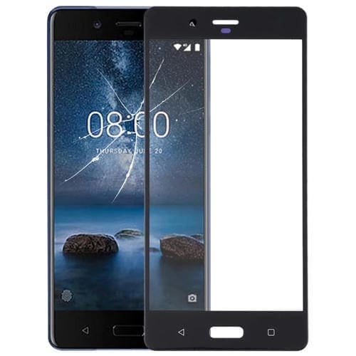 Lente de Cristal Exterior Pantalla Frontal para Nokia 8 N8 TA-1012 TA-1004 TA-1052 (Negro)