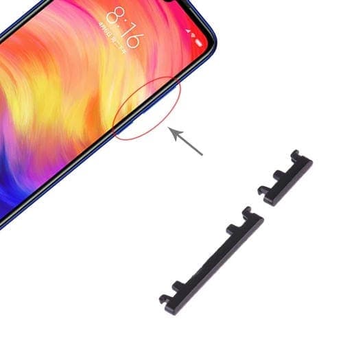 Botón de Encendido y Control de Volumen para Xiaomi Redmi Note 7 Pro y Redmi Note 7 (Negro)