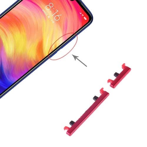Botón de Encendido y Control de Volumen para Xiaomi Redmi Note 7 Pro / Redmi Note 7 (Rojo)