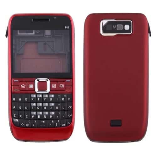 Cubierta de Carcasa Completa para Nokia E63 (Rojo) con Cubierta Frontal, Bisel de Marco Medio, Cubierta Trasera de Batería y Teclado