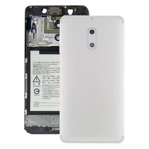 Tapa Trasera de Batería con Lente de Cámara y Teclas Laterales para Nokia 6 TA-1000 TA-1003 TA-1021 TA-1025 TA-1033 TA-1039 (Blanco)