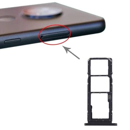Bandeja Tarjeta SIM + Bandeja Micro SD para Nokia 7.2 / 6.2 (TA-1196 TA-1198 TA-1200 TA-1187 TA-1201) (Negro)