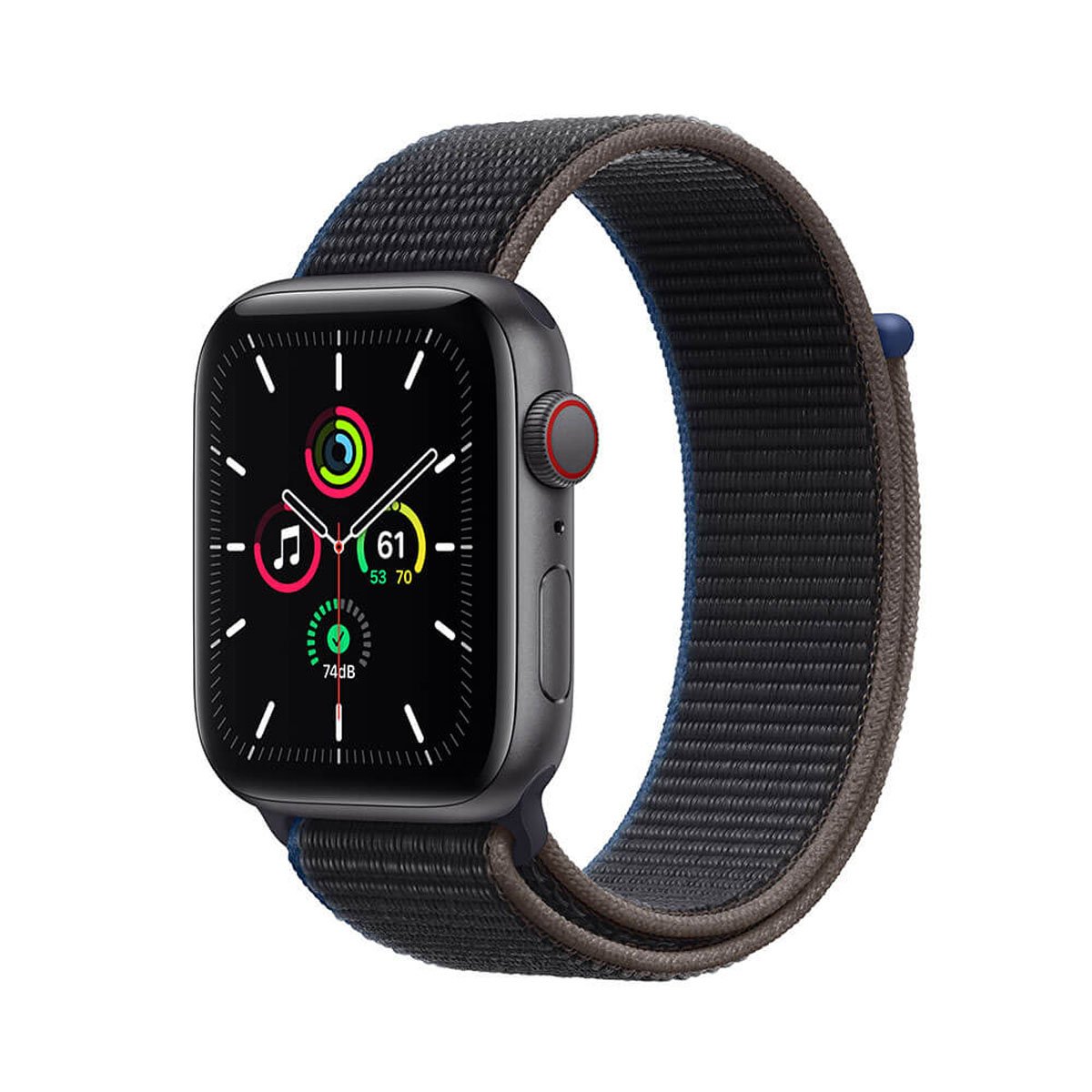 Apple Watch SE (GPS + Cellular) 44mm Aluminio Gris espacial y Correa Loop Negro Carbón